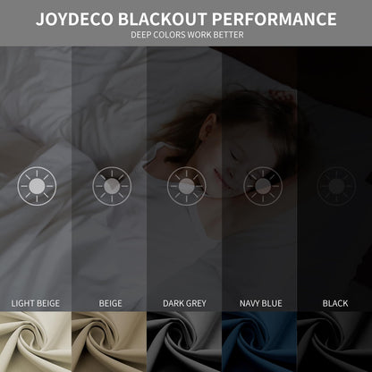 Joydeco Blackout Curtains 84 Inch Length 2 Panels Set, Thermal Insulated Long Curtains& Drapes 2 Burg, Room Darkening Grommet Drapes for Bedroom Living Room Window (Black, W52 x L84 Inch)