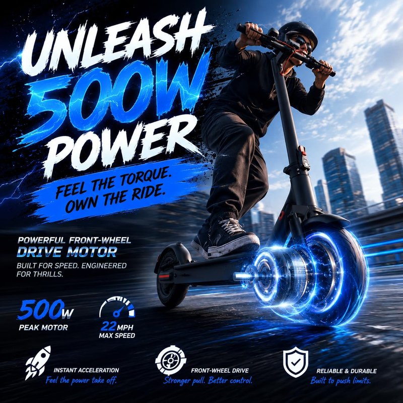 KEQ Electric Scooter Adults 10" Tires,22Mph 500W Motor 30 Miles Range Dual Suspension Shock Absorption Dual Braking System Portable & Foldable E Scooter for Travel and Campus Use