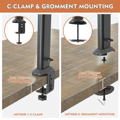 HEMUDU Single Desk Monitor Arm Mount Stand Fit for 13 inch to 32 inch Flat Curved Computer Screen with Swivel, Height Adjustable, Rotation,Holds up to 77lbs, Black