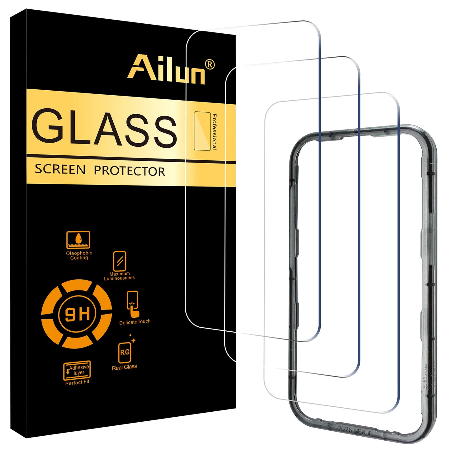 Ailun Screen Protector for iPhone 16 / iPhone 15 / iPhone 15 Pro [6.1 Inch] Display 3 Pack Tempered Glass, Dynamic Island Compatible, Case Friendly [Not for iPhone 16 Pro 6.3 Inch].