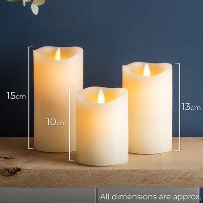 CHRISTOW Flameless LED Candles Battery Operated Real Wax Flickering Flame Set of 3