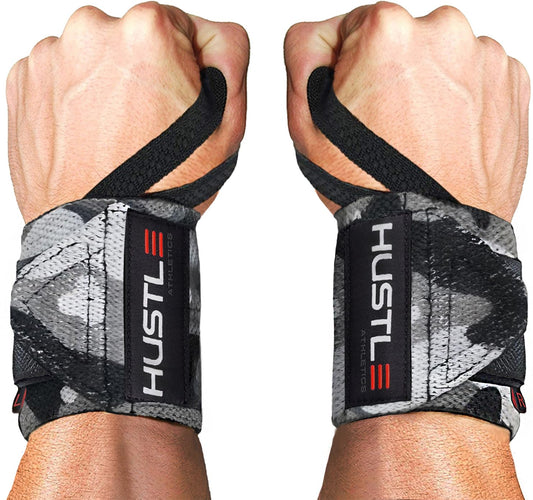 Hustle Athletics Wrist Wraps - Best Weightlifting Support (Professional Competition Grade Wrap) - Brace Your Wrists to Push Heavy, Avoid Injury & Improve Your Workout - for Men & Women