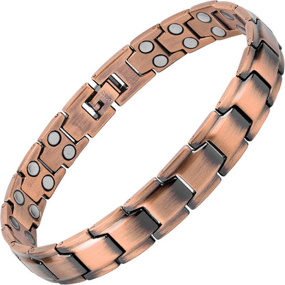 MagnetRX® Pure Copper Magnetic Bracelet - Magnetic Copper Bracelets for Men - Adjustable Length with Sizing Tool (Leo Style)