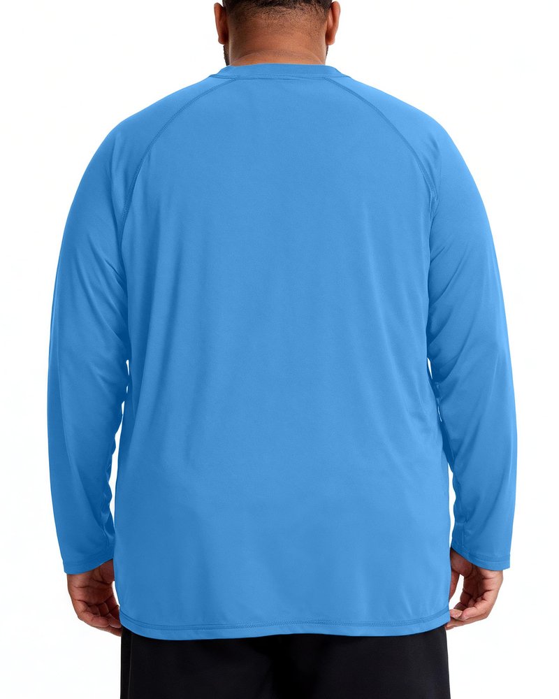 Roadbox Men's Big and Tall UPF 50+ UV Sun Protection Shirts, Long Sleeve Cooling Rash Guard Quick Dry Fishing Swim T-Shirt Navy Blue