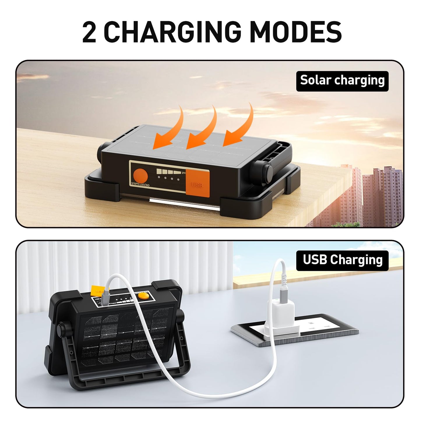 OHAYORI LED Rechargeable Work Light, Portable Floodlight with Power Bank, 4 Modes LED Rechargeable Spotlight, Waterproof Outdoor Emergency Security Light for Fishing, Hiking, Car Repairing
