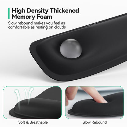 TECKNET Mouse Mat Keyboard Wrist Support Set, Mouse Pad Foldable Keyboard Wrist Rest, Ergonomic Mouse Mat Wrist Support with Comfortable Memory Foam, Non-Slip Desktop Mouse Pad for Working Gaming