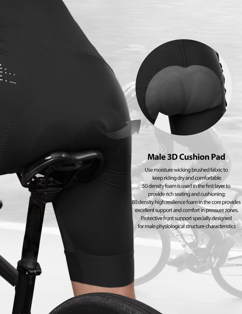 INBIKE Cycling Bib Shorts for Men, 3D Padded Breathable Road Bike Shorts Men, Lightweight Biking Bicycle Bibs with Pockets Black L