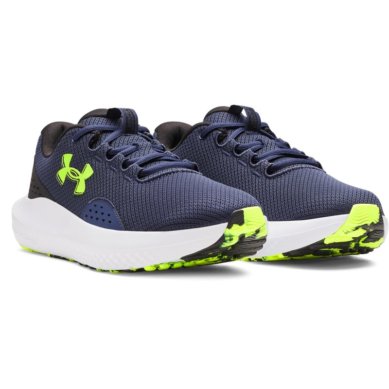 Under Armour Men's Charged Surge 4, (404) Washed Navy/Black/High Vis Yellow, 13, US