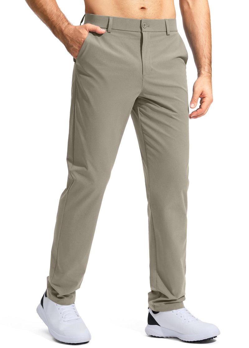 Pudolla Men's Golf Pants Work Dress Comfy Pants Casual Slacks Trousers with Pockets(Stone_Grey 40Wx30L)