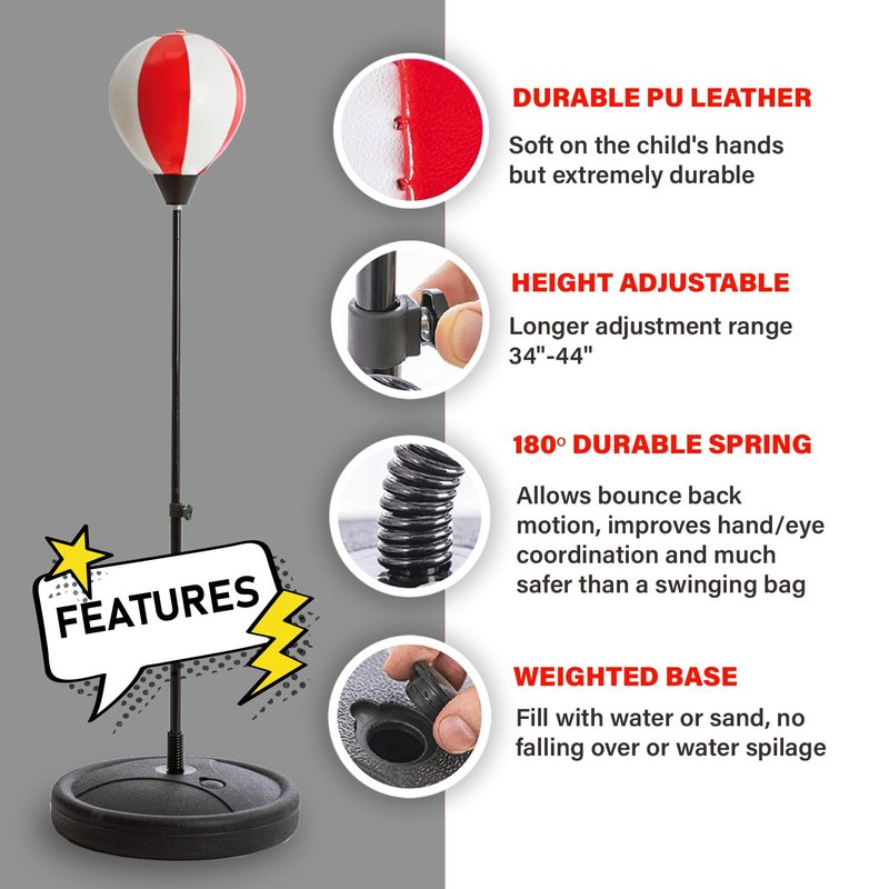 Whoobli Punching Bag for Kids and Toddler Incl Boxing Gloves| 3 4 5 6 7 8+ Years Old Adjustable Kids Boxing Bag with Stand| Sports Toy for Boys| Ideal Christmas Birthday Gift for Children; New 2026