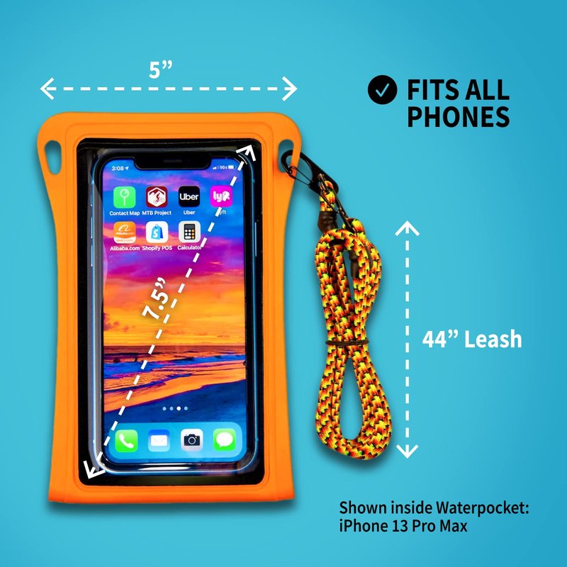Stash7 Waterproof Phone Pouch w/Long Lanyard | IPX8 Adventure Grade Cellphone Dry Bag Case, Fits iPhone 15 Pro Max,14 Pro Max, 13 Pro Max, XS, XR, Galaxy S21, for Snorkeling, Kayaking, Cruise Black
