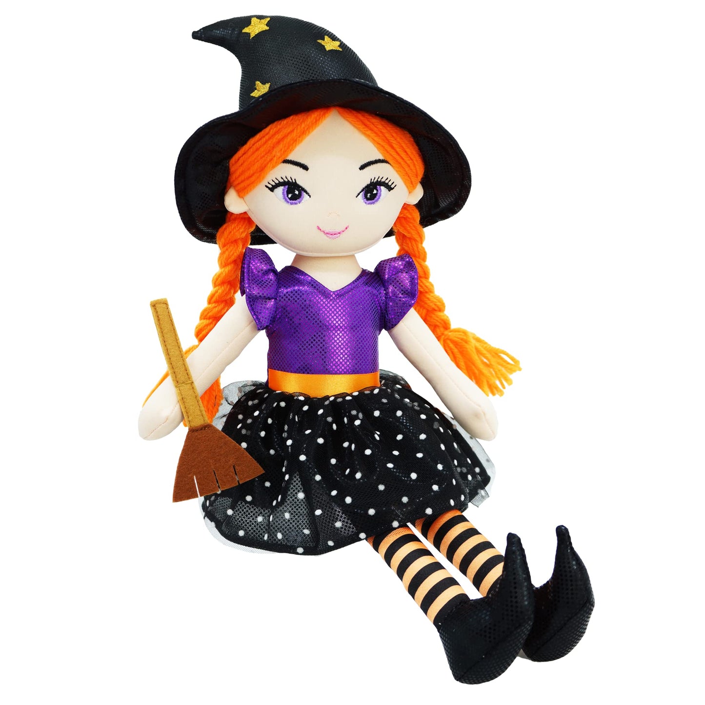 June Garden 16" Enchanted Garden Witch Doll Lydia Plush Stuffed Soft Girl Doll - Purple Outfit