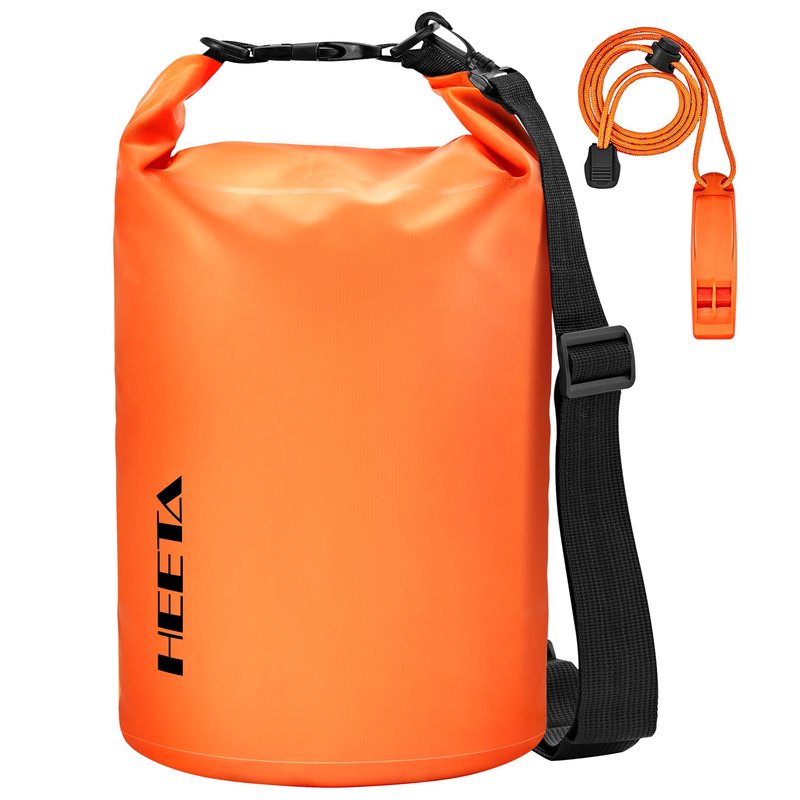 HEETA Waterproof Dry Bag for Women Men, Roll Top Lightweight Dry Storage Bag Backpack with Emergency Whistle for Travel, Kayaking, Boating, Camping, Beach, Cruise Ship Essentials (Orange, 20L)