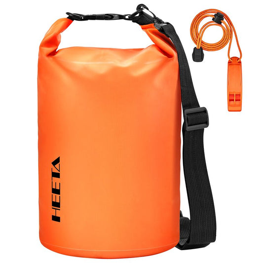 HEETA Waterproof Dry Bag for Women Men, Roll Top Lightweight Dry Storage Bag Backpack with Emergency Whistle for Travel, Kayaking, Boating, Camping, Beach, Cruise Ship Essentials (Orange, 20L)