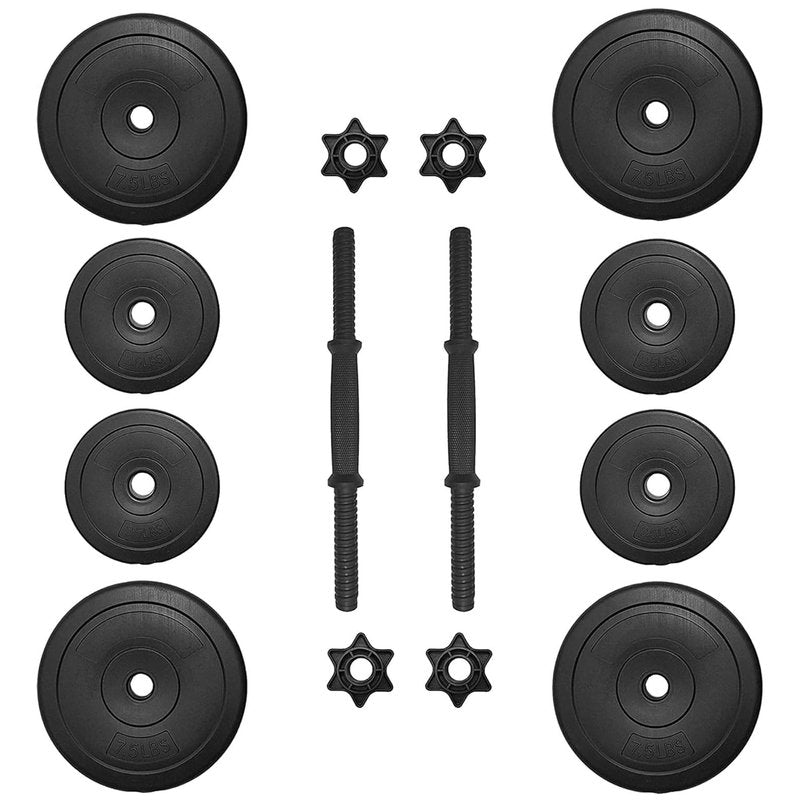 BalanceFrom Fitness 40 Pound 14 Item All Purpose Vinyl Weight Dumbbell Set with 2.5 Pound and 7.5 Pound Weights and Collar Locks, Black