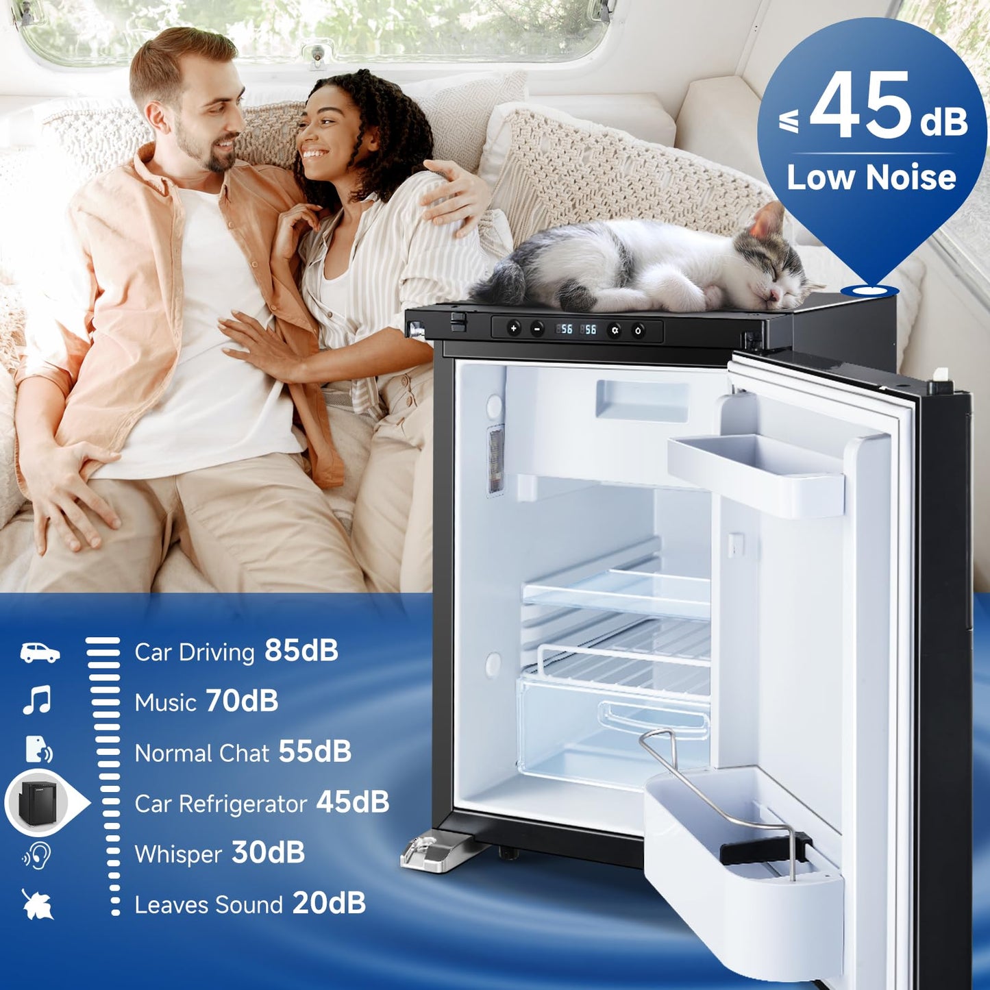 BODEGA [Upgraded 12 Volt Refrigerator, RV Refrigerator APP Control, 45L(1.6cu.ft) RV Fridge and Freezer, Electric Cooler with Lock, (-4℉-46℉) Fridge freezer 12/24V DC for Truck, RV, Camping, Travel