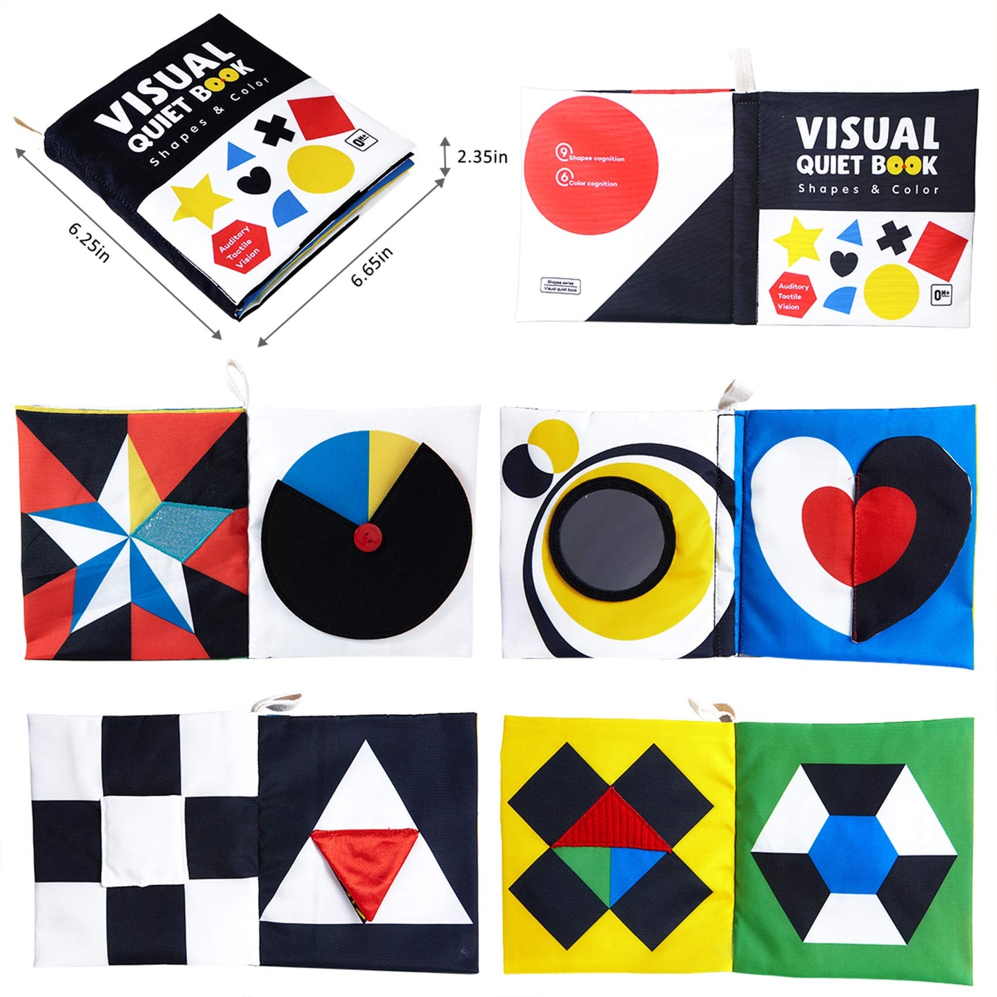 beiens High Contrast Black and White Baby Book - Touch and Feel Crinkle Sensory Toy - Visual Stimulation Interactive Montessori Toys for 0-12 Months Infant Newborn - Baby Gift for Boys Girls