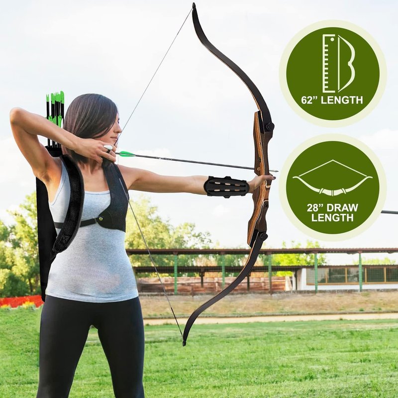 Samick Sage Recurve Bow and Arrow Set - 62-Inch Takedown Archery Kit with 6 Arrows, Quiver, & Accessories for Adults