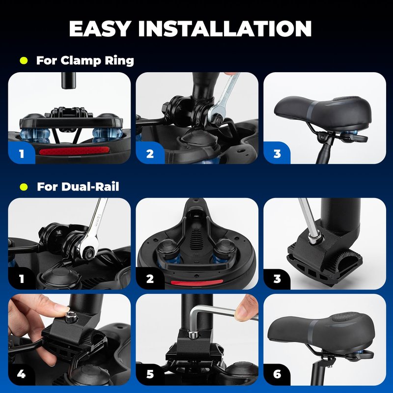 ROCKBROS Bike Seat Cushion for Men Women with Dual Shock Absorbing Ball Memory Foam - Ergonomic Bike Saddle, Handle for Easy Transport Soft Wide Waterproof Exercise Bicycle Seat for Peloton, Road Bike