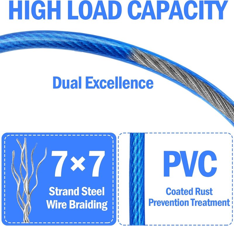 Steel Security Cable - 4FT (3/16 Inch) Weatherproof Wire Rope for Luggage, Bike Lock & Outdoor Gear | 2 Pack