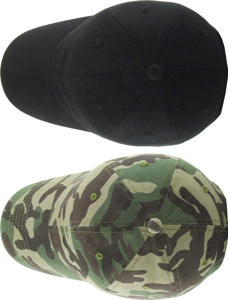 KBETHOS Classic Cotton Dad Hat Bundle Adjustable Unconstructed Plain Cap (One Size, Black + Camo (2 Pack))