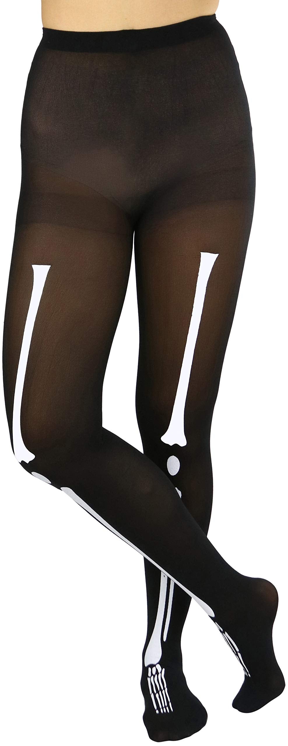 ToBeInStyle Women's Skeleton Print Tights - Black/White