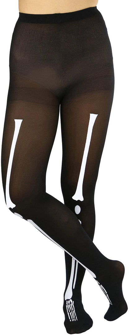 ToBeInStyle Women's Skeleton Print Tights - Black/White