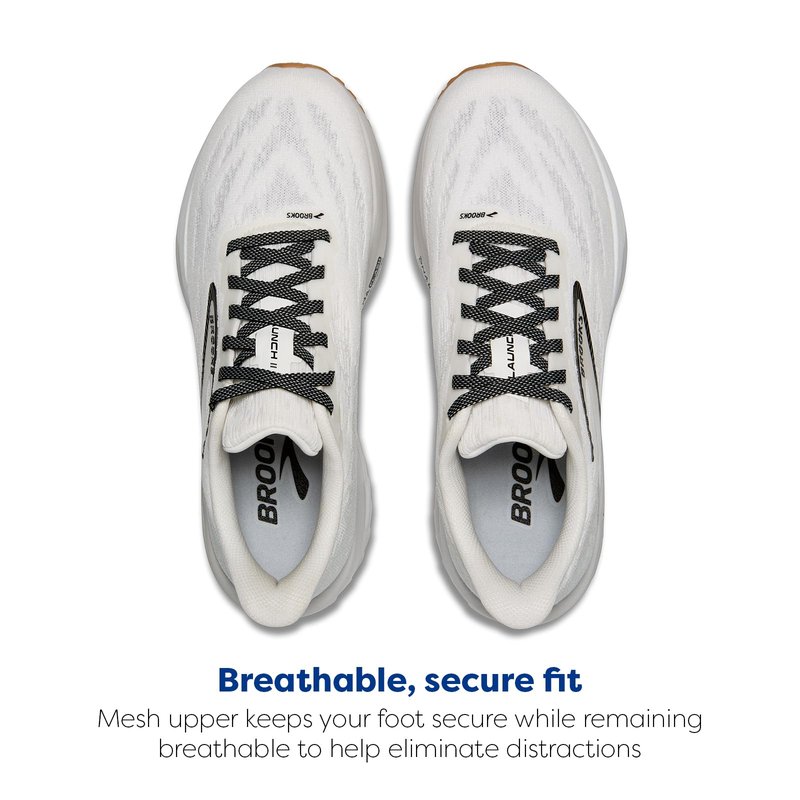 Brooks Men’s Launch 11 Neutral Running Shoe - White/Grey/Black - 8.5 Medium