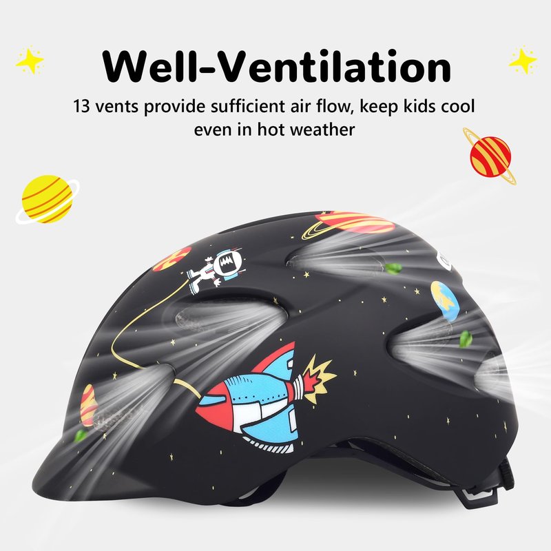 Kids/Youth Bike Helmet for Boys Girls and Teens, Adjustable and Multi-Sport for Bicycle, Kick Scooter, Skateboard, Roller/Inline Skate (Astronaut)