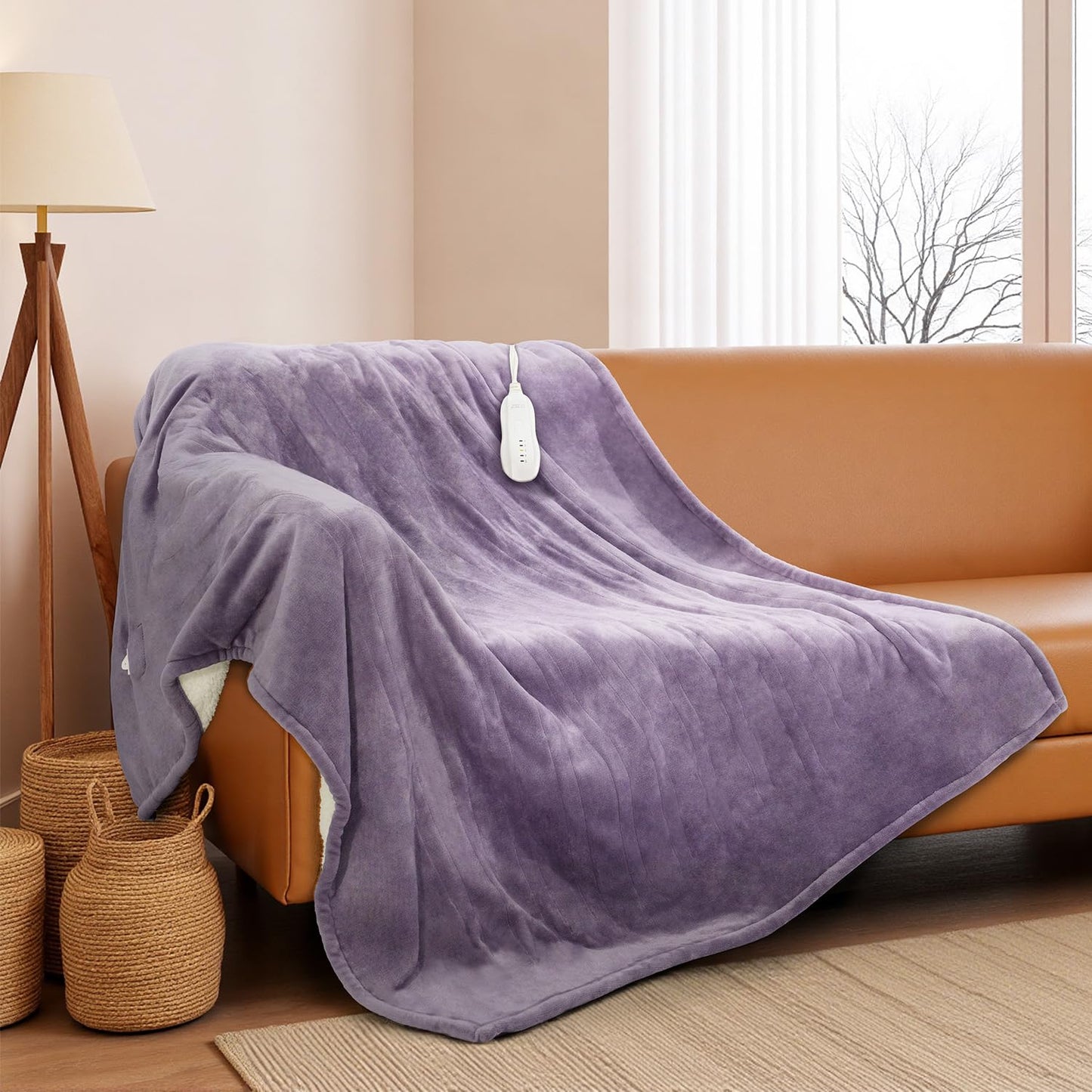 Heated Blanket Throw 50"x60", ETL & FCC Certified Electric Blanket with 3-Hour Timer Auto-Off & 5 Heating Levels, Overheat Protection, Machine Washable - Dusty Pink
