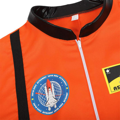 Adult Astronaut Spaceman for Men Costume Coverall Air Force Flight Jumpsuit Halloween Dress Up Party Orange-L