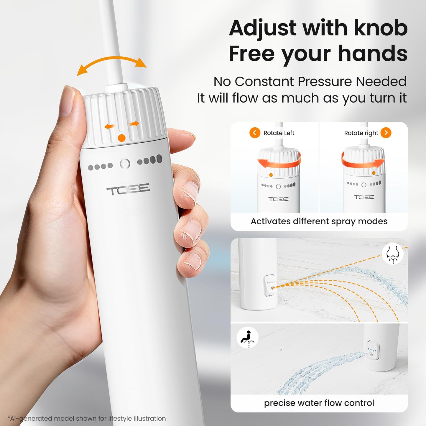 TOEE Handheld Bidet Sprayer for Toilet, 55" Leak-Proof Hose, Easy Install