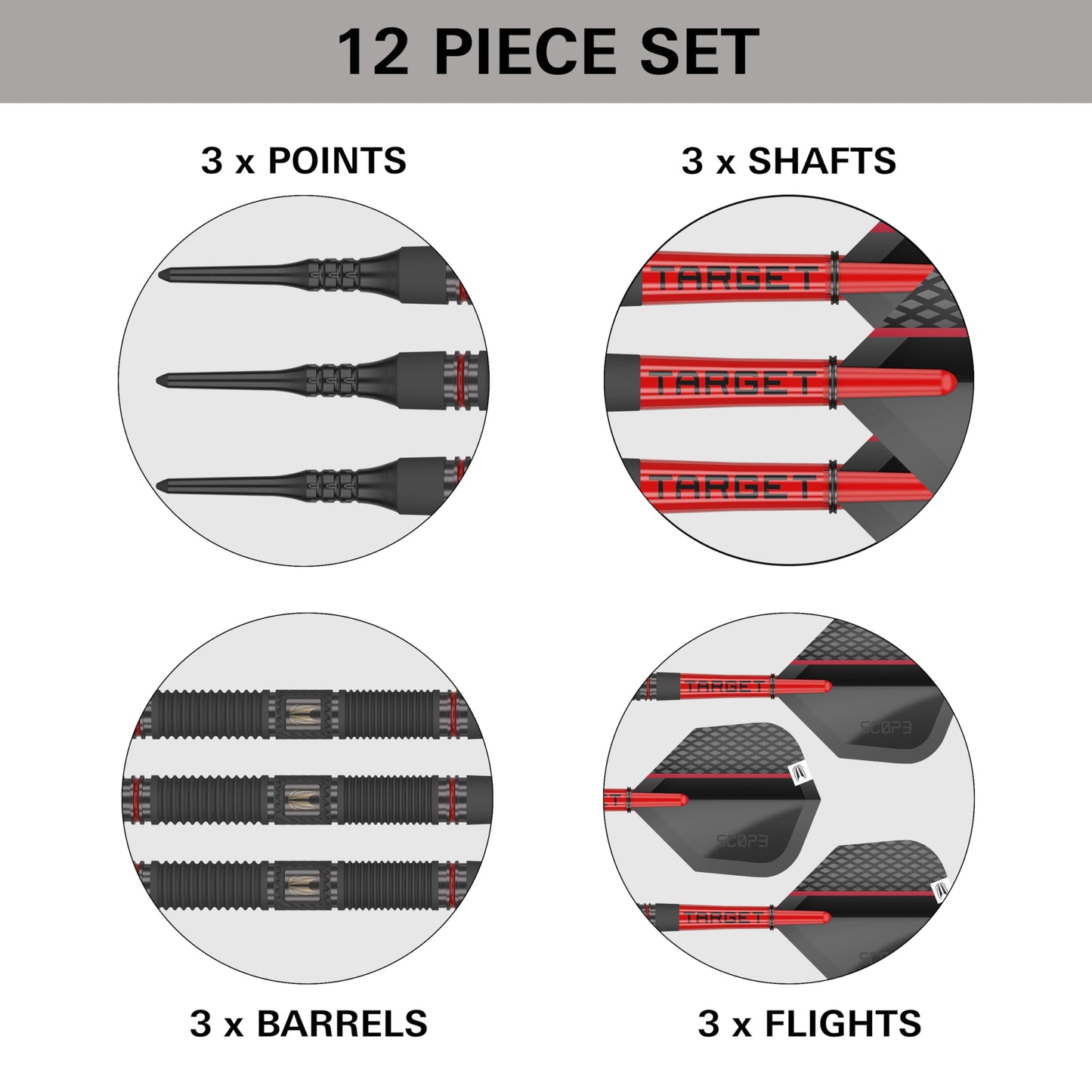 Target Darts Scope Soft Tip Darts, 90% Tungsten Dart Set, Barrel 10-18G | Red & Black Darts, Darts Set with Pixel Tips, Electronic Darts, Soft Tip Darts