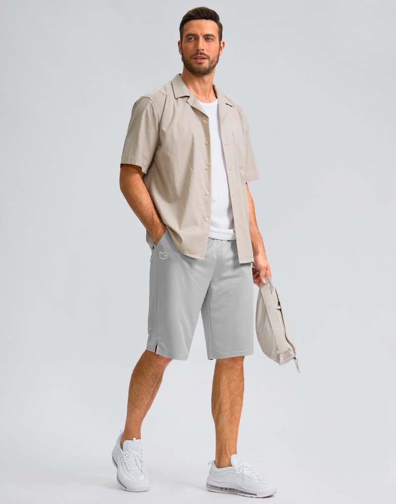 G Gradual Men's Athletic Shorts with Pockets 9" / 11" Long Basketball Shorts Lightweight Quick Dry Gym Workout Shorts for Men(Light Gray,4XL)