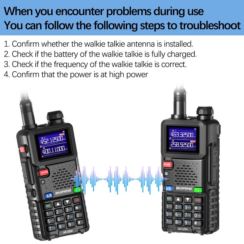 Ham Radio Baofeng Radio 5RM 10W Long Range Handheld AR-5RM Two Way Radio UV-5R NOAA Weather Receiver Rechargeable Walkie Talkies Longe Range DTMF Copy Frequency 999CH with Type C Charging(1 Pack)