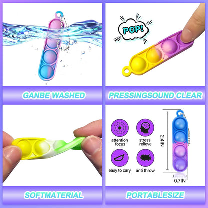 260 PCS Pop Keychain Bulk Party Favors,Fidget Toys for Kids Bulk Mini Pop Keychain Sensory Toys Stocking Pinata Stuffers Birthday Classroom Prizes Toddler Fidget Pack Stress Relief Toys