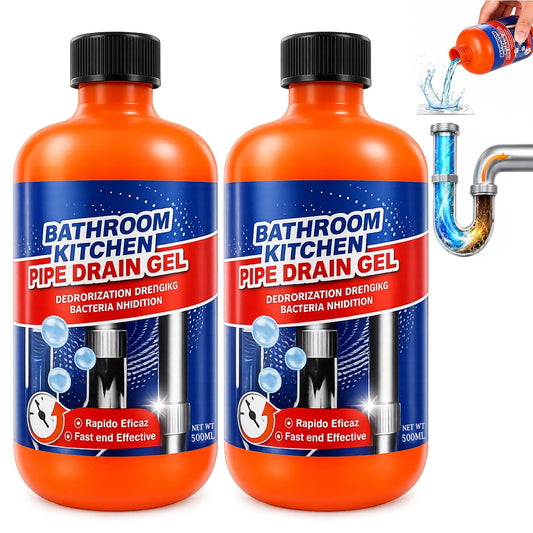 Drain Clog Remover, Drain Clog Dissolver, Opener-Cleaner, Toilet Clog Remover-Professional Strength Liquid Pipe Build Up Remover (2 pcs)