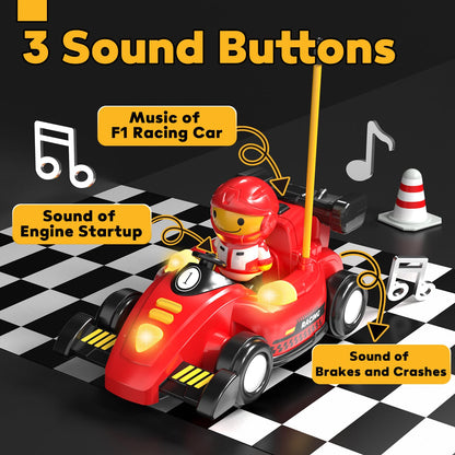 Lehoo Castle Toys for 1 2 3 Year Old Boy, Remote Control Cars for Kids Age 3, Pop-up RC Race Car 2 Year Old Boy Toys, Gifts for 1-3 Year Old Boys with Lights & Music