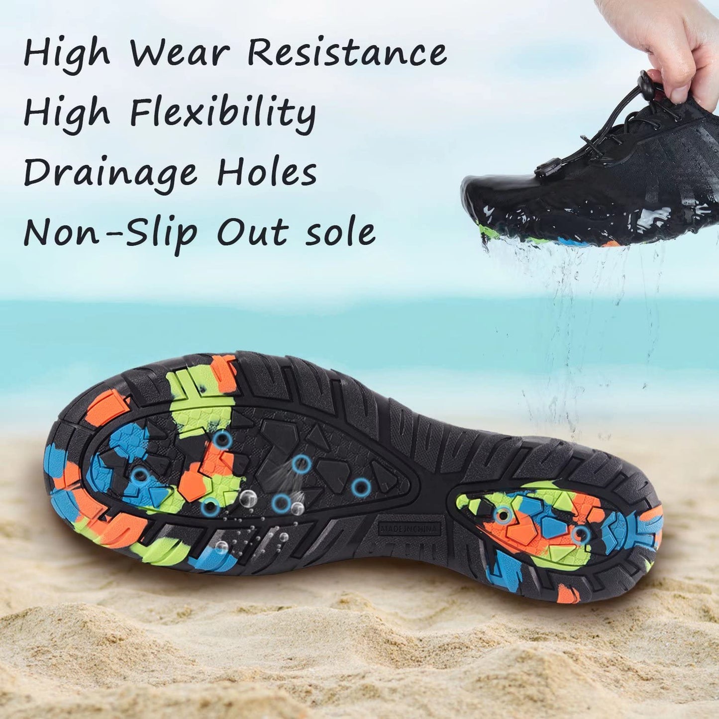YALOX Water Shoes Men's Women's Swim Shoes Outdoor Beach Barefoot Quick-Dry Aqua Pool Socks Swimming Yoga Surfing Exercise(927Grey,41EU)