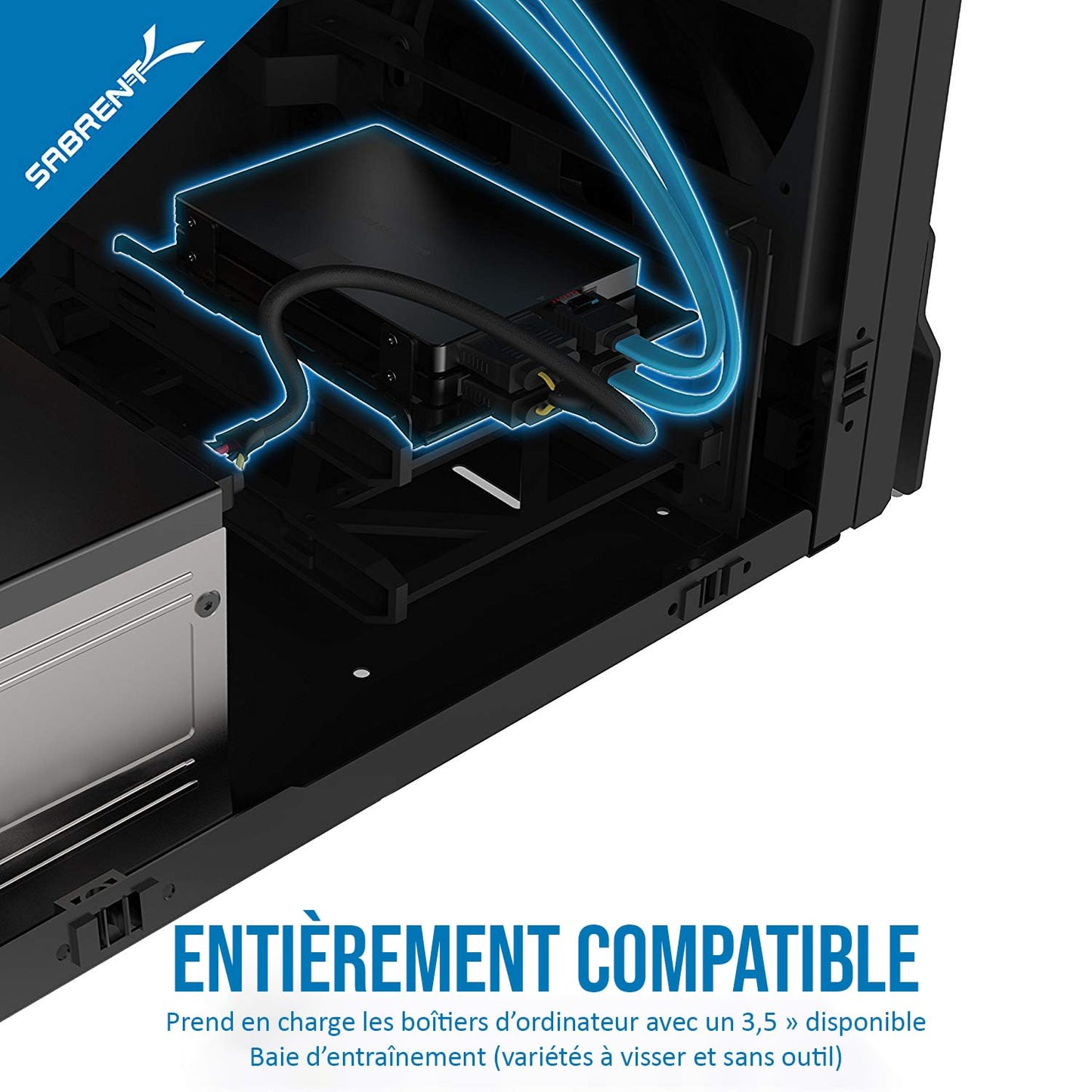 SABRENT Hard Disk Mounting Kit Adapter, Dual 2.5 to 3.5 Hard Drive Mounting Bracket, SSD Mounting Kit, 2 SATA Data Cables, 2 Power Splitter Cables (BK-HDCC)