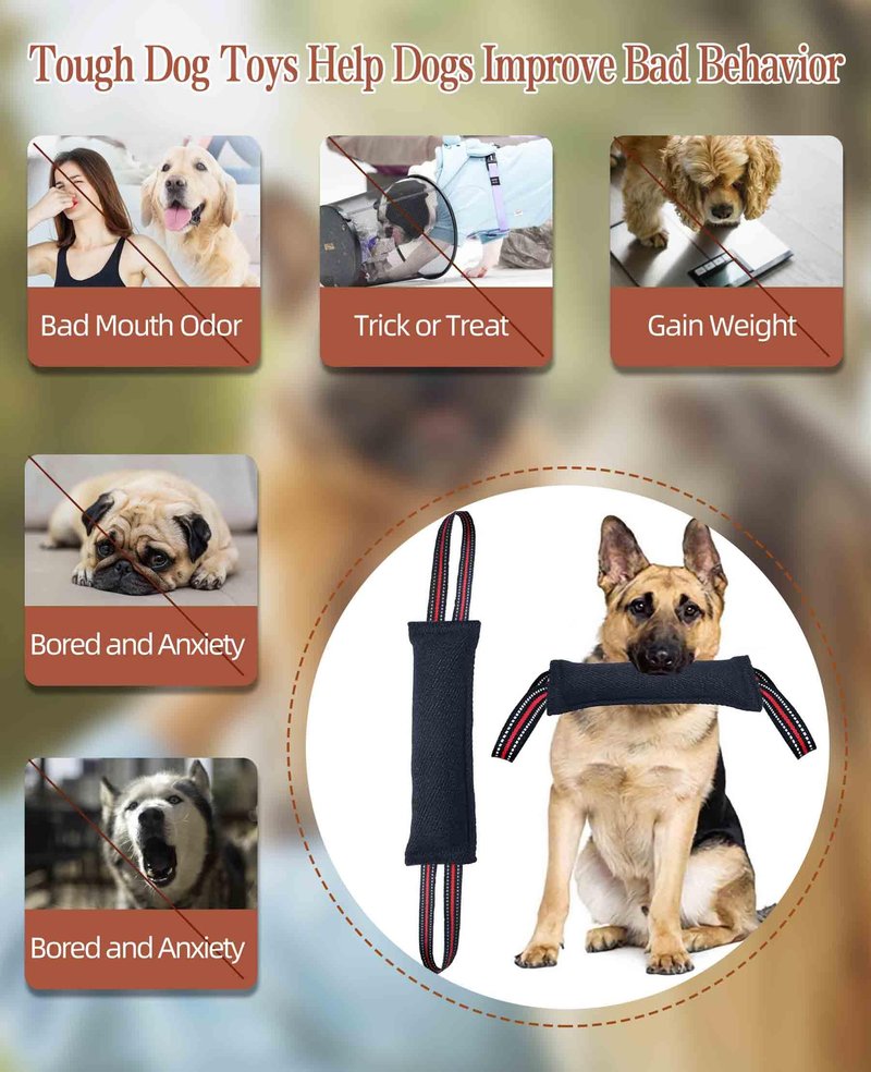 Clysoru Tug Toy for Dogs Tug of War Dog Toy with 2 Strong Red Band Handles Lasting Training Equipment Puppy to Large Dogs Interactive Toy Best for Tug of War Pull Indestructible Rope Toys (Dark)