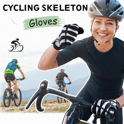 TRIWONDER Skeleton Gloves Cycling Gloves Skull Gloves for Men Women Kids for Bike Bicycle Motorcycles Sports Workout Riding Halloween Breathable Shock-Absorbing (Black - Full Finger, L)