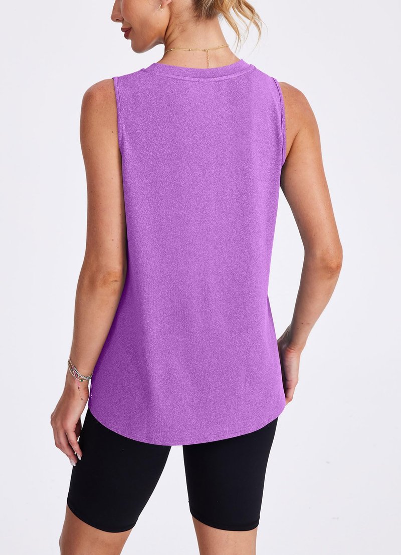 Women's Workout Tank Tops Lightweight Sleeveless Shirts for Women Loose Fit Tops for Athletic Running Tennis Yoga Purple M