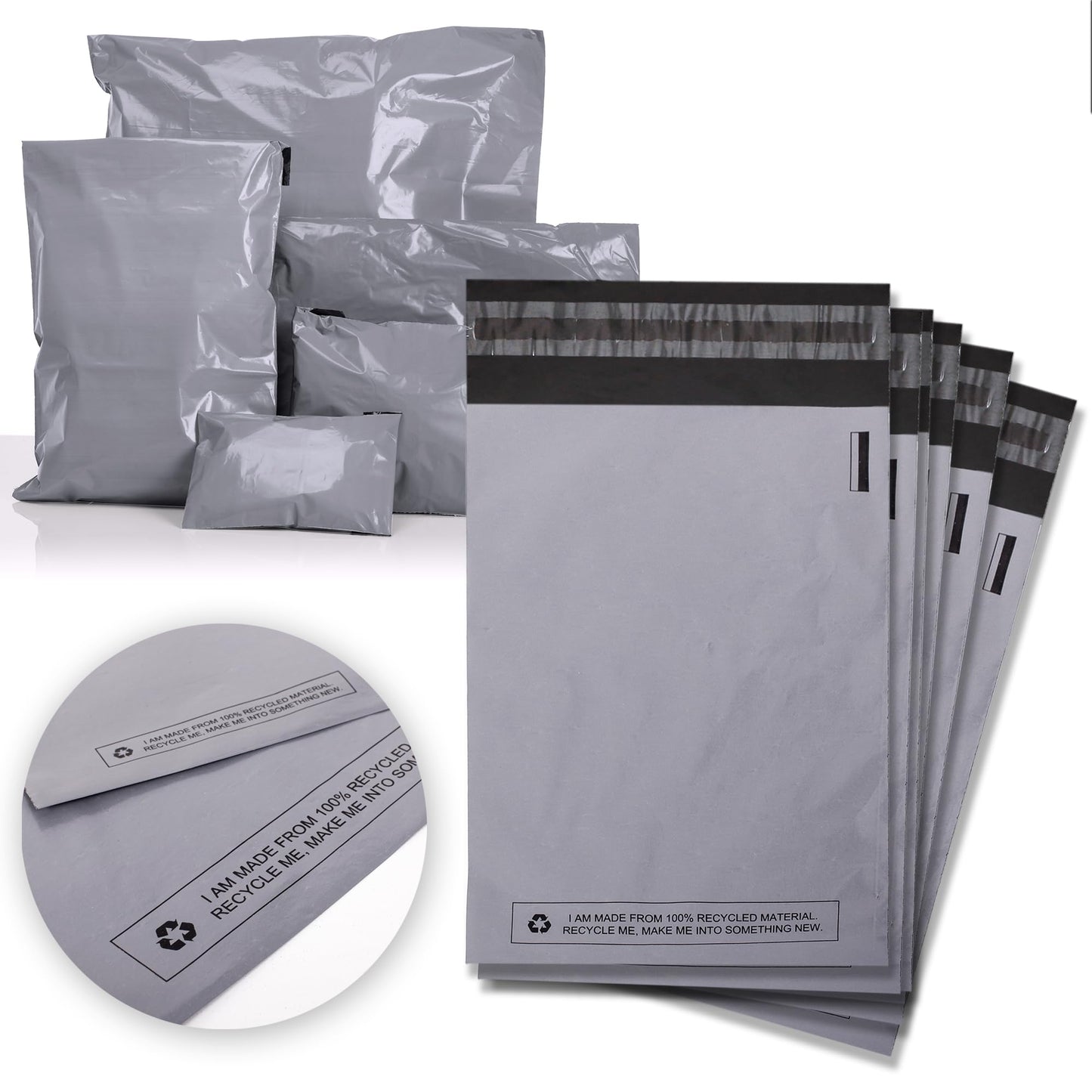 Sabco - Mailing Bags – 12 x 16" Self Adhesive, 100 Waterproof and Tear-Proof Postal Bags – Large Sized Grey Plastic Mailing Mail Post Postage Plastic Bags (12 x 16", 100)
