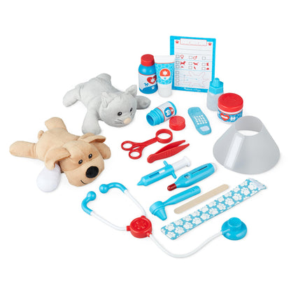 Melissa & Doug Pet Vet Set for Kids Toys | Pretend Play Vet Kit for Kids | Dog & Cat Plush Stuffed Animal Toys for 3 Year Old Gifts | Role Play Toys for 3+ Year Old Girls or Boys 3-6