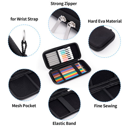 iDream365 Upgraded Hard Pencil Case Box for Adluts,Durable Pen Carrying Case with Zipper-Black