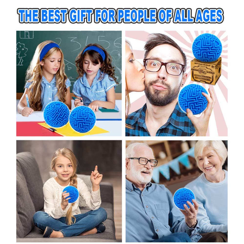 3D Puzzle Maze Ball Games, Memory Game Brain Teasers Mind Gravity Maze for Kids Teens and Adults, Fun Travel Toys for Boys Girls Gifts Stocking Fillers for Teenage (Blue)