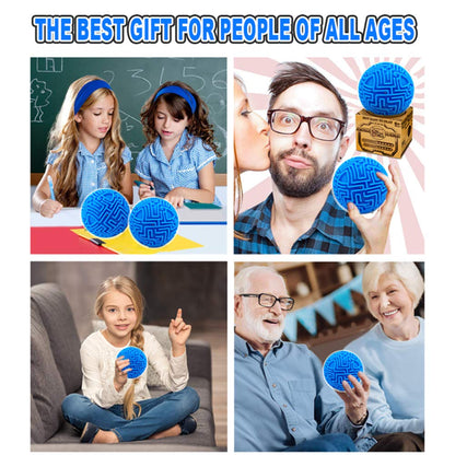 3D Puzzle Maze Ball Games, Memory Game Brain Teasers Mind Gravity Maze for Kids Teens and Adults, Fun Travel Toys for Boys Girls Gifts Stocking Fillers for Teenage (Blue)