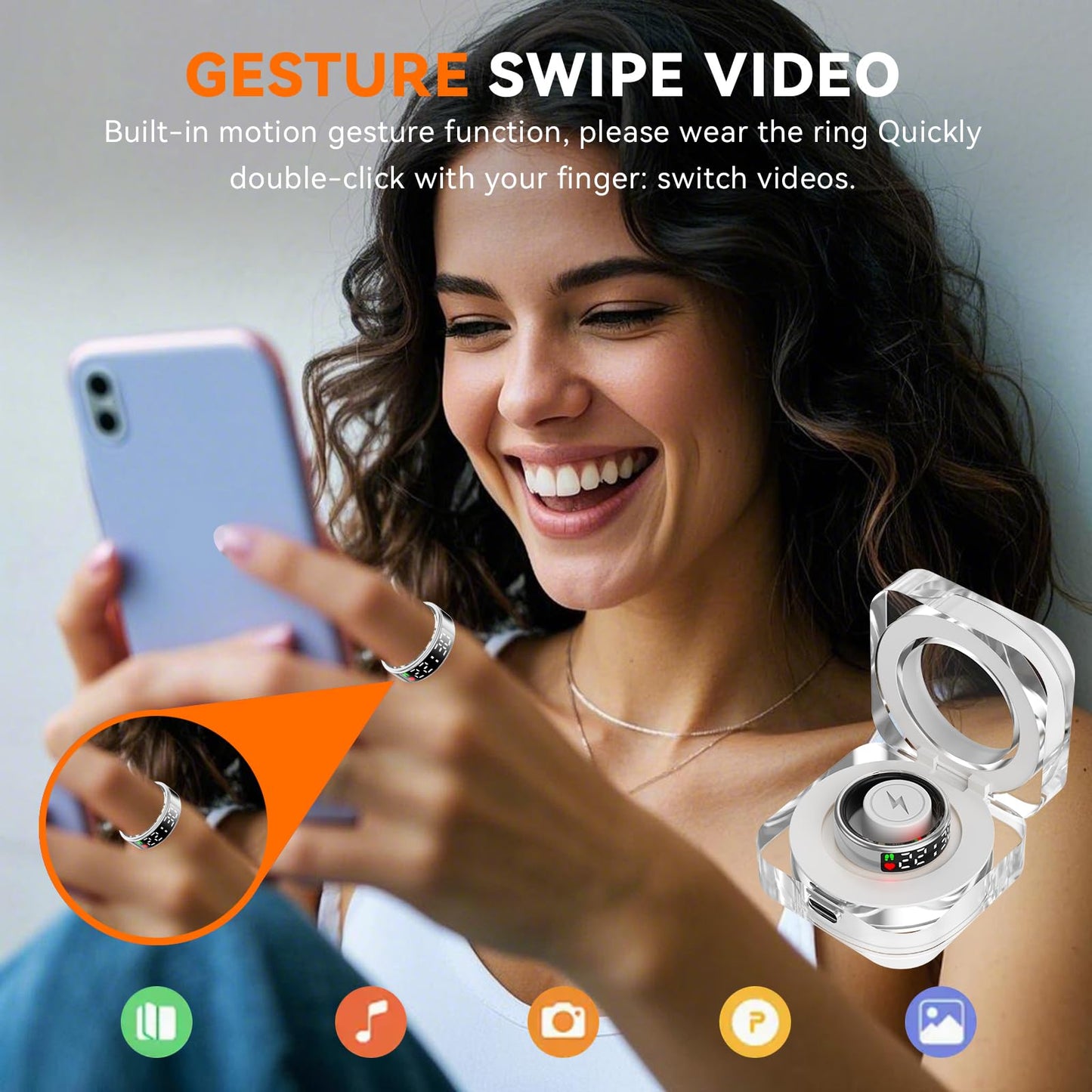 Smart Rings for Women Men,Fitness Tracker Ring,Smart Ring whth Display and Touch Button,IP68waterproof,Health Ring Tracks Heart Rate/Sleep/Steps/Blood Oxygen/Calorie/Distance,No Subscription(Black9)