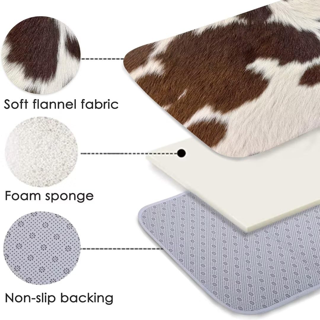 DAOPUDA Cowhide Rug for Living Room, Hallway - Brown Cow Fur Print Western, Farmhouse Area Rug Non-Slip Floor Carpet for Bedroom, Indoor Entrance, Kitchen